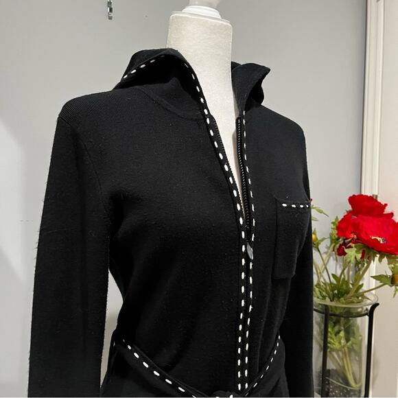 NEW Twiggy Longline Whipstitch Belted Hooded Contrast Zip Travel Sweater Jacke… - Picture 10 of 16